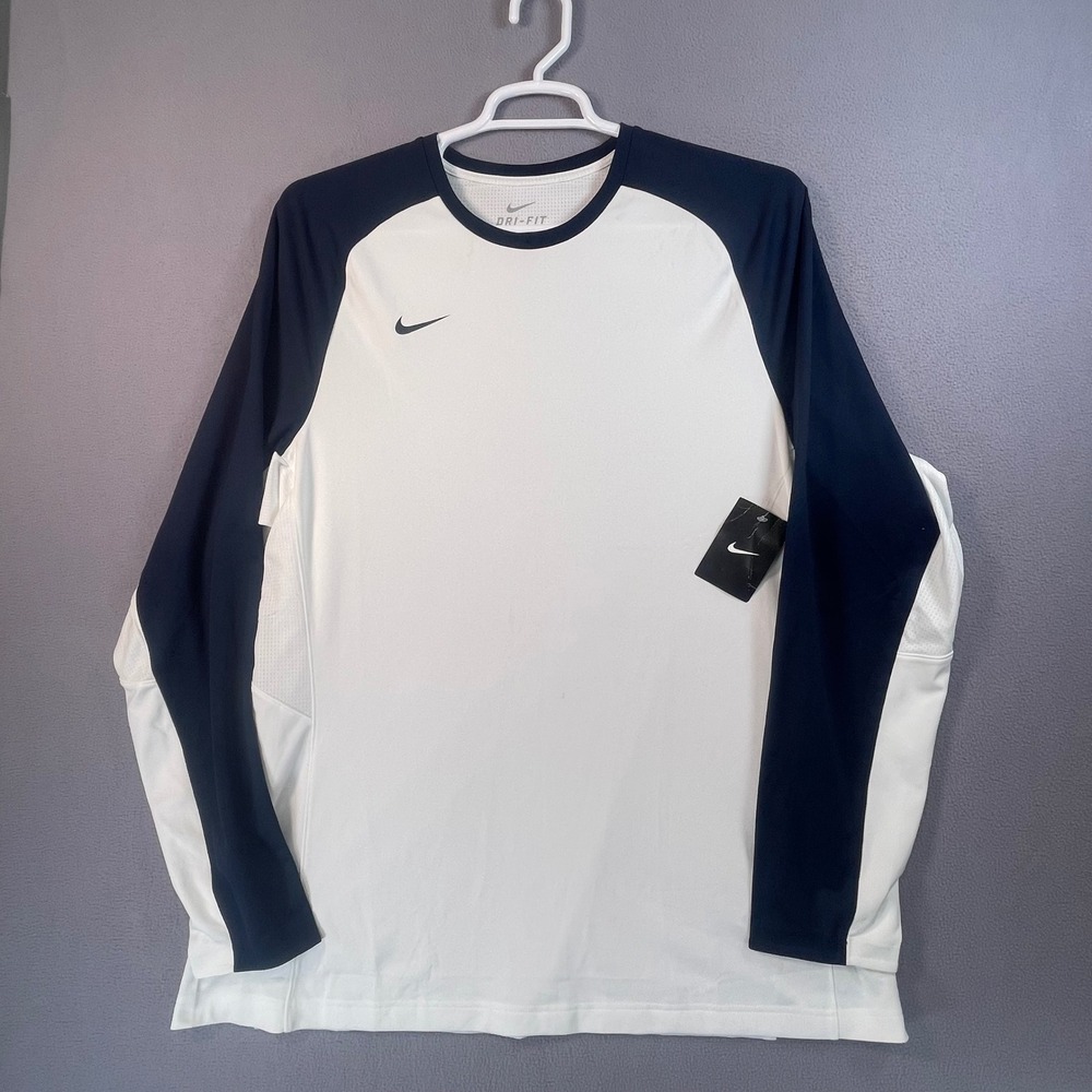 Nike Shirt Mens XL White Dri-FIT Basketball Long Sleeve Raglan 618486-107
